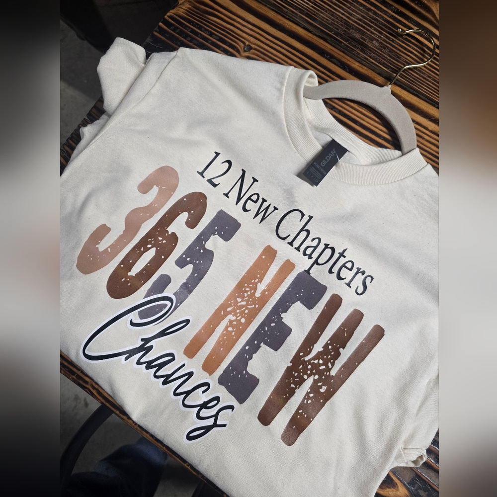 Gildan Cream Long Sleeve Tee with Motivational Print